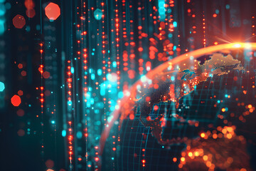 Obraz premium An abstract globe with glowing data points.