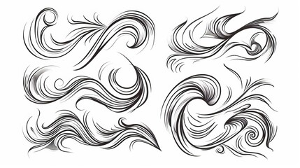 Fototapeta premium Swirling lines and calligraphic elements drawn by hand