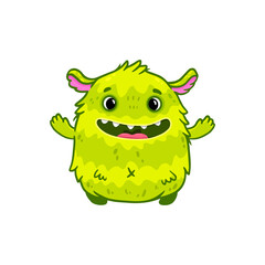 Cute cartoon monster on white background. Monster Icon. Happy Alien. Doodle Funny monster.