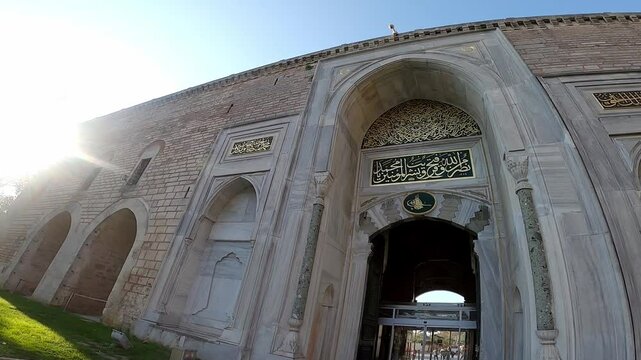 Istanbul, Turkey. - November 21, 2021: Gate entrance to Topkapi Palace. GoPro
