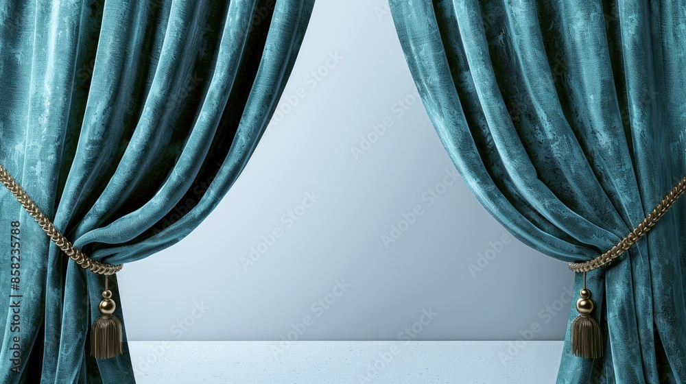 Sticker green curtain on white background hd 8k wallpaper stock photographic image