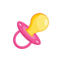 Baby pacifier icon in flat style. Nipple for newborn child vector illustration on isolated background. Soother sign business concept.