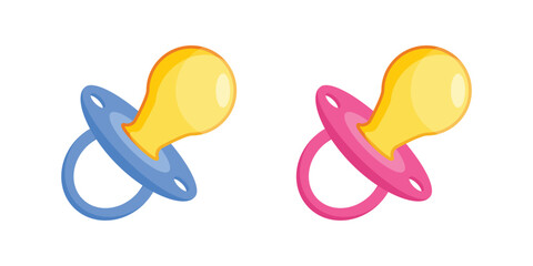 Baby pacifier icon in flat style. Nipple for newborn child vector illustration on isolated background. Soother sign business concept.