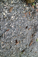 Small pebbles scattered on the road