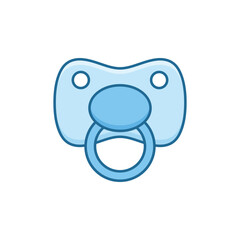 Baby pacifier icon in flat style. Nipple for newborn child vector illustration on isolated background. Soother sign business concept.