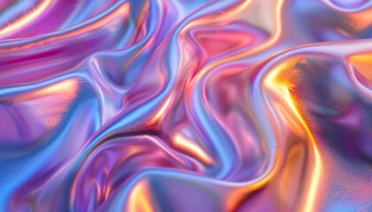 Fototapeta premium Iridescent Abstract Background with Colorful Metallic Waves and Smooth Textured Surface