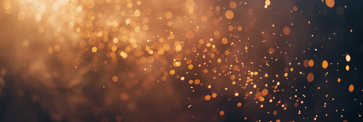 Golden Bokeh Background with Sparkling Light Particles and Warm Glowing Dots