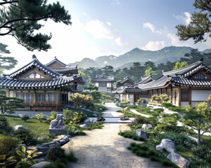 Fototapeta premium Traditional Korean village with sustainable community design