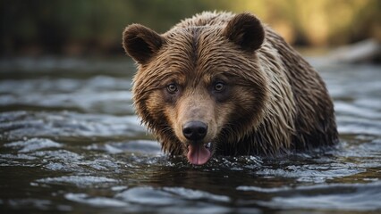 Obraz premium wallpaper cartoon animal in river