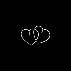 Two linked hearts icon isolated on dark background