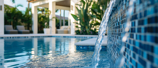 Stunning Miami Pool Replastering with Blue and White Mosaic Tiles
