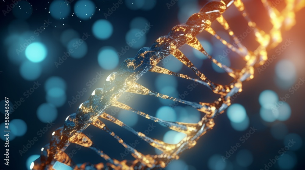 Aufkleber A captivating animation of a digital DNA molecule, its segments forming a complex genetic code, emphasizing the intricate language of life.