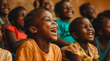 African children having fun and laughing happily, Ai generated Images