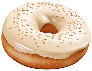 White donut with sprinkles isolated on transparent background, png