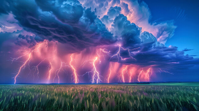 Lightning strikes within supercell