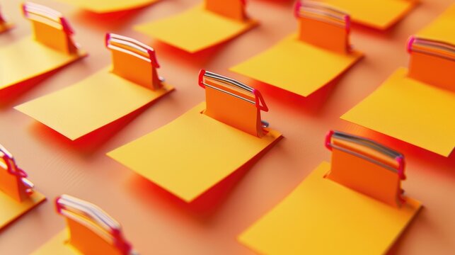 Orange note on white with red clips