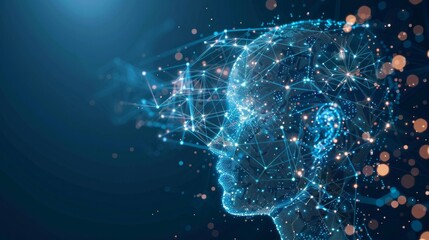 A computer generated image of a face with a blue background