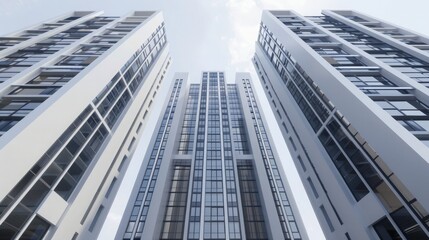 Naklejka premium Skyward Gaze: Modern Towers Reaching for the Clouds