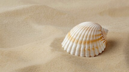 A Single Seashell on Soft Sand