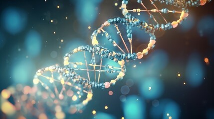 A dynamic animation of a digital DNA molecule, its structure seamlessly merging with a human cell, highlighting the central role of DNA in cellular processes.