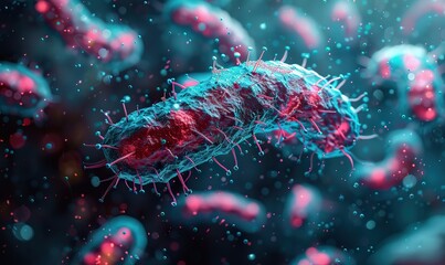 Obraz premium Microscopic organisms in various forms float in a scientific setting for medical tests, research, and biological studies. illustration images