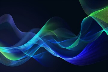 Light lines with wavy movements isolated on black background, representing AI technology, digital, communication, 5G, science, music, art and science