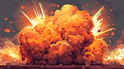 Cartoon style explosion illustration.