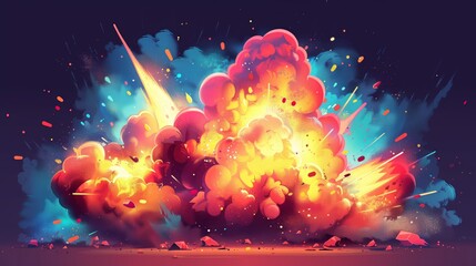 Cartoon style explosion illustration.