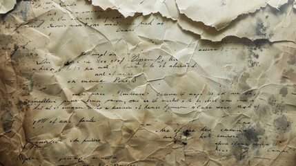 Vintage paper texture with faded writing and rough edges