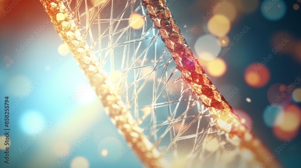 Aufkleber A dynamic animation of a digital DNA molecule, its segments unzipping and replicating, showcasing the intricate process of genetic information transfer.