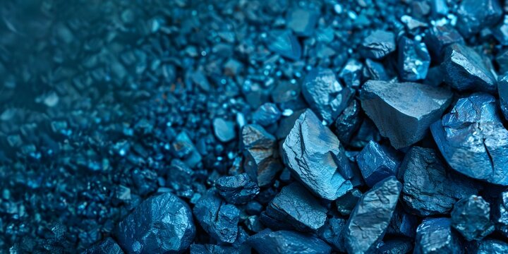Azurite rock background formed in oxidized copper ore deposits showcases geological refinement. Concept Geology, Natural Formation, Azurite Rock, Copper Ore Deposits, Oxidation