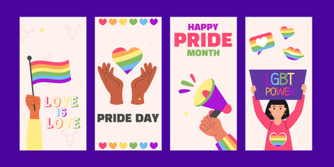Fototapeta premium Pride month instagram story collection