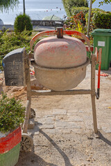 Electric Concrete Cement Mixer at Construction Site