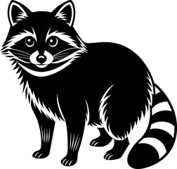 raccoon silhouette vector illustration Design on a white background
