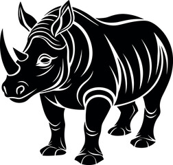 rhino silhouette vector illustration Design on a white background