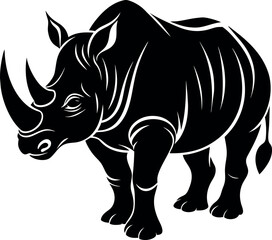 rhino silhouette vector illustration Design on a white background