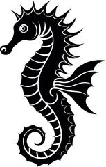 seahorse silhouette vector illustration Design on a white background
