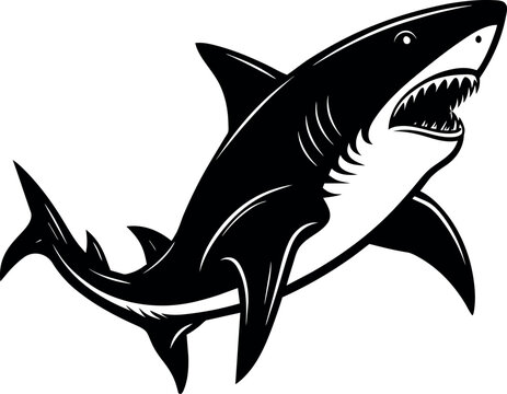 shark silhouette vector illustration Design on a white background
