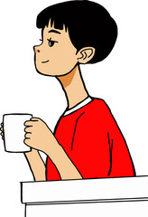 young man holding a drink glass Both hot and cold