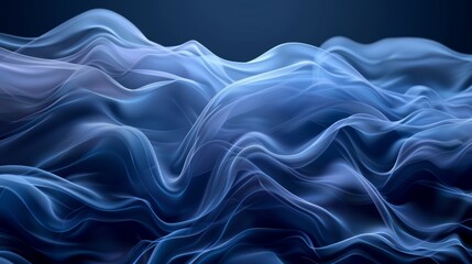 Obraz premium Abstract blue waves flow and ripple, creating a dynamic and ethereal background.