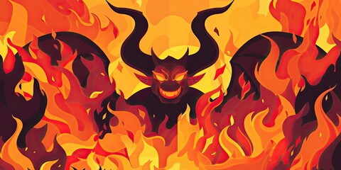 Demonic Figure Engulfed in Flames