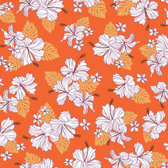 Beautiful tropical flowers seamless pattern,