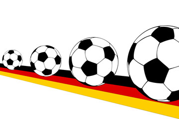 Obraz premium women's european championship, a soccer ball and the German flag in perspective, ideal for news about a World Cup tournament where national soccer teams compete to win the final. Graphic illustration.