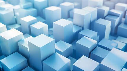 Obraz premium Abstract 3D Cube Pattern in Blue Monochrome Minimalist Geometric Background