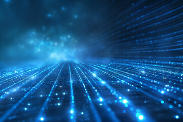 Obraz premium Blue luminous lines technology spatial sense abstract Internet speed background