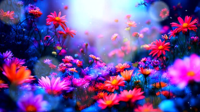 Butterflies fluttering in colorful flower garden, seamless looping time-lapse animation in 4K