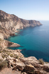 Beautiful and rocky coastline of Ibiza, Spain