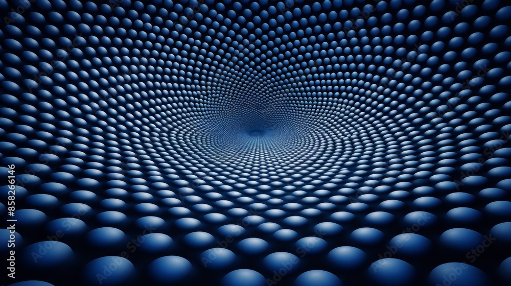 Poster A mesmerizing optical illusion of circles that appear to warp and distort, creating a mind-bending seamless grid on a dark blue background.