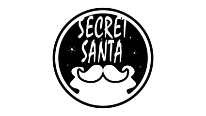 Secret Santa emblem, black isolated silhouette
