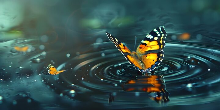 The Butterfly Effect in the Cosmos Ripples in Spacetime from Butterfly Wings. Concept Cosmic Butterfly Effect, Spacetime Ripples, Butterfly Wings, Chaos Theory, Cosmic Interactions